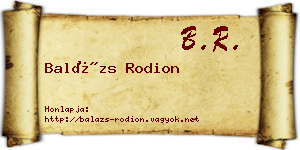 Balázs Rodion névjegykártya