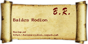 Balázs Rodion névjegykártya